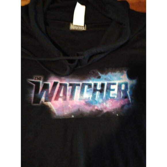 MARVEL The Watcher Women's Juniors L Black Drawstring Neck Long Sleeve T-shirt - Picture 2 of 4